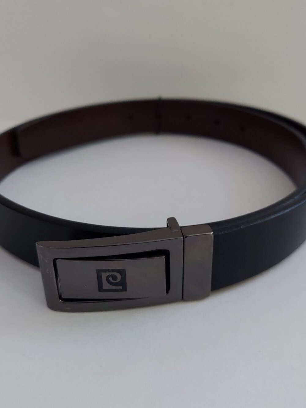 Vintage Pierre Cardin Leather Belt Black w/ Silver Buckle 38/95